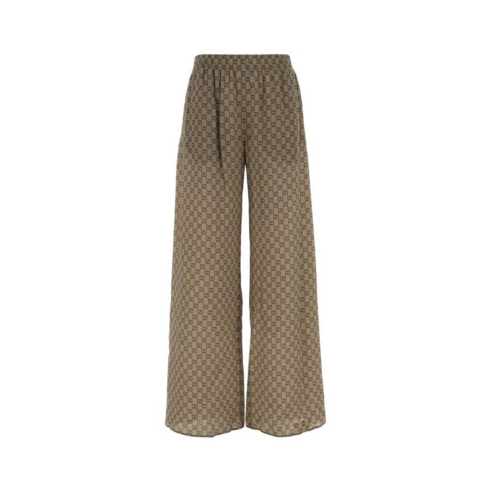 Gucci Women Printed Silk Wide-Leg Pant